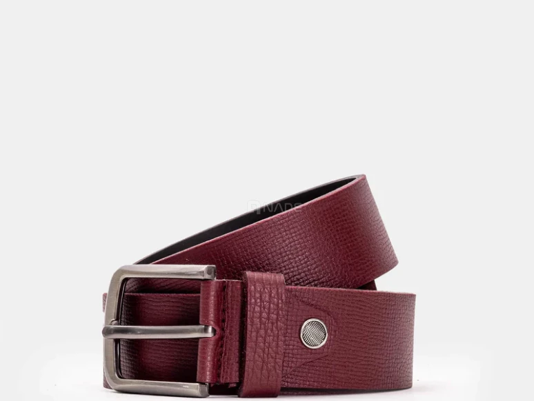 CEINTURE SPORT EN CUIR BORDEAUX GRAINÉ 01188