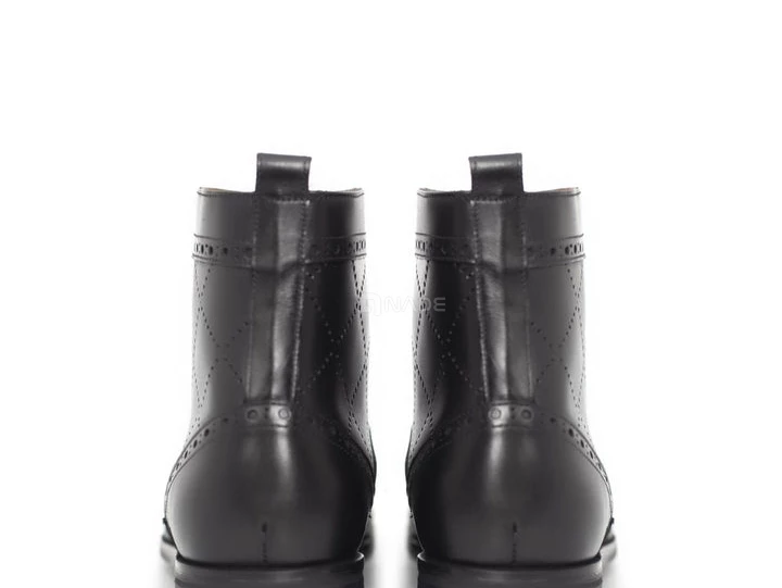 Bottine En Cuir Noir-01547-4