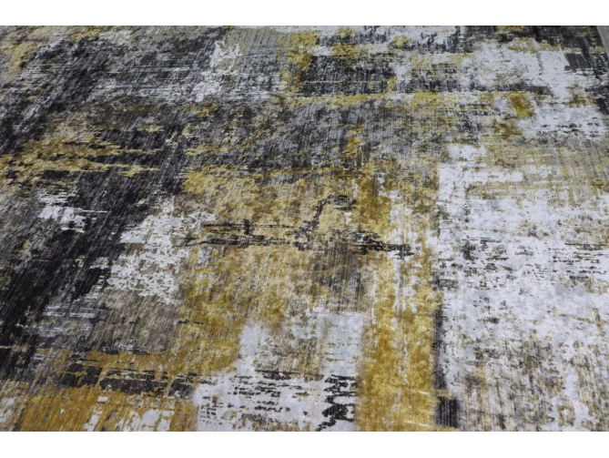 Tapis moderne gris, moutarde, noir à Casablanca-02351-2