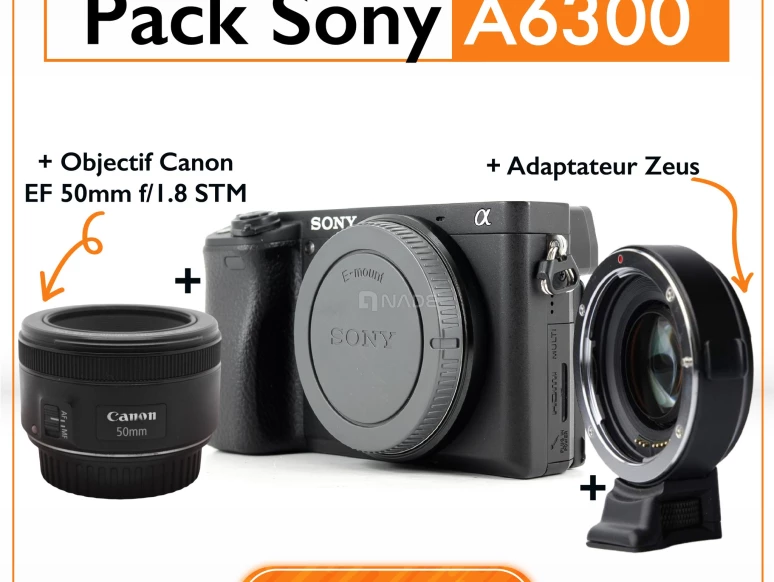  Pack Sony A6300 + Adaptateur Zeus + Objectif 03320