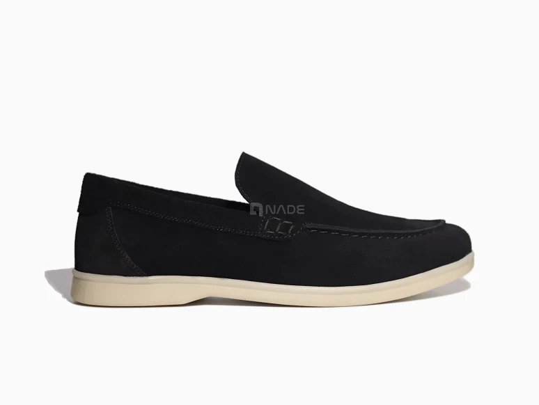 Mocassin Souple En Daim Noir 04015